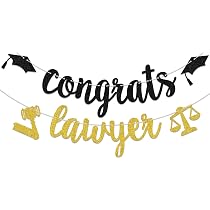 2 confezioni di banner di laurea per la scuola di giurisprudenza 2023 – Glitter Congrats Grad Avvocato segno con tappo di laurea ghirlanda per decorazioni per feste di laurea 2023