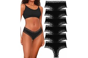 BeReady Baumwoll Unterwäsche Damen Unterhosen Damen Spitze Hipster Gerippte Brazilian Slip Damen Sexy Atmungsaktiv Underwear Frauen Weich Pantys Mehrpack 6