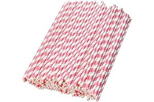 Lives on Green Pajitas de papel desechables extralargas de 26 x 0,6 cm, 600 unidades, a rayas, para cumpleaños, fiestas, decoraciones, bares, restaurantes