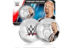 FANTASY CLUB Stone Cold Steve Austin WWE 32 mm Moneta da collezione ufficiale – Omaggio al Rattlesnake e 6 Volte Campione del Mondo – Edizione limitata per fan e collezionisti