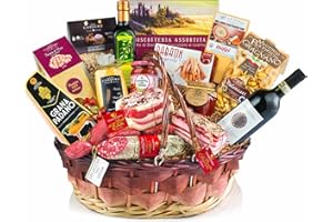 Villa Guelfa Cesto Natalizio Gastronomico ''Del Montanaro'', Strenna di Natale con Prodotti Alimentari Regionali Tipici, Specialità Gastronomiche Gourmet in Confezione Regalo per Natale