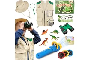 CHEERFUL CHILDREN TOYS Kids Explorer Kit - Explorer Kit Toys for Kids - Explorer Costume - Kids Safari Hat - Dinosaur Torch Projector included. Explorers Adventure Dress Up Toy for Children 3-7 Years Old.