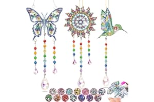ODAPTO Craft Kits Gifts for 6 7 8 9 10 Year Old Girls Boy - Diamond Painting Arts Crafts for Kids 6-10 Year Old Boy Girl Gifts, Double Sided Crystal Suncatchers Art Wind Chime for Garden Window Decorations