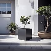 TerraGuard Demonte K&uuml;p Metal Saksı, Siyah, 53x53x53 cm, Paslanmaz &Ccedil;elik, B&uuml;y&uuml;k Boy, İ&ccedil; ve Dış Mekan Kullanımı