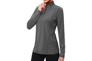 Terecey Camicia Termica da Donna con Zip a 1/4 Manica Lunga Collo Alto Pullover Caldo Sportiva Maglietta Yoga Palestra Running Shirt Top Allenamento Fitness Maglietta da Corsa S-XXL