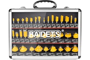 BAIDETS 35tlg. Fräser Set für Holz - Hartmetall Fräsersatz Zubehör Oberfräsen mit 1/4 Schaft (6.35 mm Schaft), für professionelle und Einsteiger-Schreinerarbeiten.