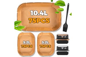 Pietuley 225 Piezas Papel Freidora Aire para Cosori 10L, Accesorios Freidora de Aire Papel Air Fryer Cuadrado Para Ninja Flex Drawer Dual AF500EU 10.4 L, Moldes Para Freidora de Aire