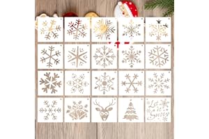 JEQQINUZ 20 Stück Schneespray Fenster, Schneespray Fenster Schablone, Sprühschnee Fenster Weihnachtsvorlage Plastik Malvorlage 15 * 15cm Zeichenvorlage Schneeflockenvorlage Weihnachtsbaum Vorlage