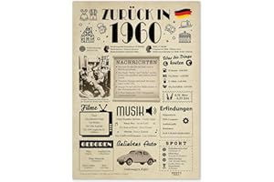 ‎FESTYSPARK Geschenke zum 65. Geburtstag Frau - Geburtstagsgeschenk für Männer 65 - Schöne Geburtstagskarte 65 Frau und Mann - Geburtstagsdekoration 65. Geburtstag Männer und Frauen - Karte 1960