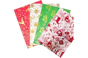 MTAAJIN 20 Sheets Christmas Tissue Paper for Gift Wrapping 4 Festive Designs Tissue Paper 50 x 35cm Christmas Wrapping Paper for DIY and Craft Gift Bags Decorations