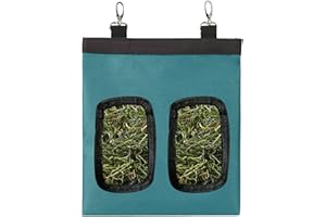 WOSO Rabbit Hay Feeder Bag, Pig-Pet Hay Feeder, Long Wear Feeder Bag Black, Hay Bag Hanging Feeding Device Supply Rabbit, Toy Wear Bag Pet Essential Storage (Blue)