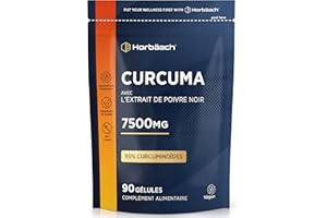 HORBÄACH Curcuma Gelules 7500mg | Haute Résistance | Curcumine con Poivre Noir | Turmeric Curcumin with Black Pepper | Horbaach