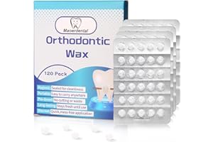 Maoerdental Orthodontic Wax 120 Pack, Easy to Mold Braces Wax, Dental Wax Long-Lasting Hold, Portable and Easy to Tear,Food Grade Relief Wax for Home Travel Office (Unscented)
