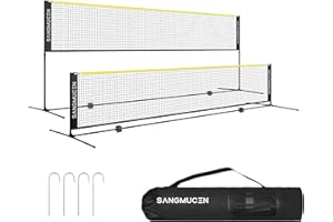 SANGMUCEN 3 m/4 m/5 m Badminton Net Set, Volleyball Net Outdoor, Height Adjustable,Portable with Carry Bag, Ideal Recreational Sports Net for Tennis, Kids Badminton or Volleyball