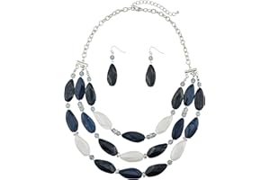 Bocar 3 Layer Beads Statement Necklace Earring for Women Jewelry Set (NK-10077)