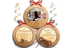 ‎HEART'S SIGN Heart's Sign Set mit 3 Babys First Christmas Bilderrahmen Ornament 2023 | My First Christmas Ornament mit Fotorahmen | Babys 1. Weihnachtsdekoration 2023