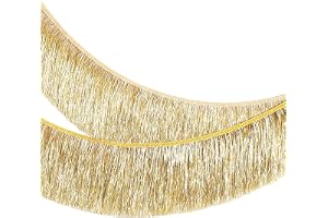 MOMAHUA Lametta fransar girlang laser guld, 20 x 200 cm, metallisk foliefransar, girlang, glitter, gardin för parad, floats