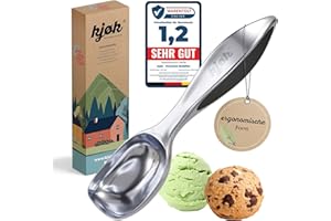 kjøk Premium Eislöffel Eiscreme Portionieren aus Zinklegierung in Chrom matt - Eisportionierer für Icecream - Eiskelle für Eis - Portionierer für Teig, Melonen, Reis oder auch Fleischbällchen