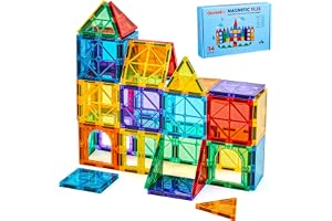 Gemmicc Magnetic Tiles, Magnet Toys Building Blocks for Kids, STEM Approved Educational Toys, Starter Set Magnet Puzzles Stacking Blocks,Sensory Montessori Toys for Boys Girls