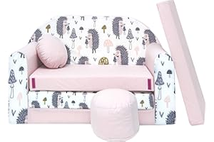 Pro Cosmo Divano letto pieghevole per bambini con funzione letto Perfetto per giocare e dormire - Con materasso, cuscino e pouf sfoderabili - 98x168x59 cm - HX1 Rosa - Ricci