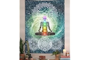 DYNH Tapiz vertical de chakras, siete chakras, yoga, meditación, decoración zen, tapiz para colgar en la pared para dormitorio, tapiz espiritual de loto hippie, póster de manta de playa, dormitorio