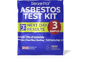 TERZETTA Asbestos Test Kit (3 Sample Only), Next Day Results Asbestos Testing Kit DIY for UK Home with UKAS Lab Fee, Easy Instructions, Return Postage, for Artex Ceilings,Tiling + 100s More - NO PPE