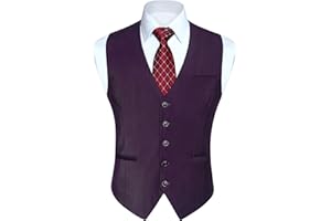 Enlision Chaleco de Vestir Hombre Elegante Chalecos Traje de Boda Color Liso Chaleco Formal de Negocio con Bolsillo
