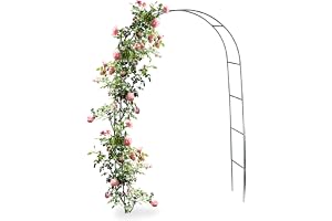 Relaxdays rosenbåge trädgård 240 cm, blomsterbåge & trädgårdsspaljé till rosor, metall, fristående växtstöd