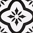 Elffloor Adhesive Floor Tiles Vinyl Flooring Self Adhesive Wall Tiles for Kitchen Bathroom Living Room Stickers PVC Waterproof Black and White 20X20cm 10pcs
