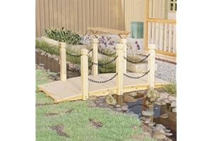 Homgoday Pont de jardin avec balustrades à chaîne 150 x 67 x 56 cm en bois massif épicéa 291