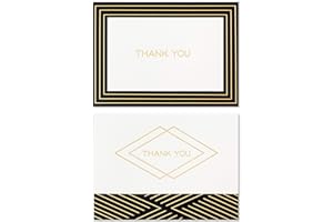 Hallmark Thank You Cards Assortment, Black and Gold Foil (50 Thank You Notes with Envelopes for Weddings, Interviews, and More)