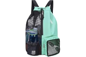 WANDF Swim Bag Mesh Drawstring Backpack with Wet Pocket for Swimming, Gym, and Workout Gear
