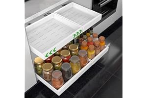 Kawsai Cajones Extraibles para cocina organizacion, Pack Individual, Ancho Ajustable 32-52 cm, Incluye Rollo Protector Antideslizante, Cajon Extraible Mueble Cocina, Bandeja Extraible Armario Cocina