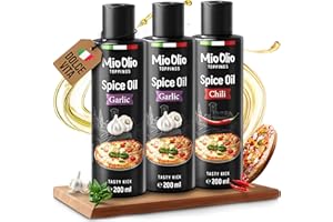 ‎MIOOLIO MioOlio Gewürzöl Set – 2×200 ml Knoblauchöl & 1×200 ml Chiliöl – aromatisiertes Öl zum Kochen, Braten & Verfeinern – praktischer Dosierer – für Pasta, Pizza, Fleisch, Fisch & Gemüse
