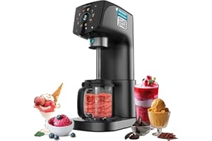 Cecotec Sorbetière Multifonction Machine à Glace Gelatec 2100. 500W, 11 Programmes de Glace et Boissons Granitées, Technologie CreamOn et Re-spin, Écran Tactile, 3 Bacs, Capacité 2,1L