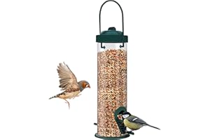 BELLE VOUS 3pz Mangiatoia per Uccelli Selvatici in Plastica da Esterno a Tubo - capacità 368 g - 2 Mangiatoia per Uccellini da Esterno a 2 Uscite- Mangiatoia Uccelli per Semi Misti, Niger, Girasole