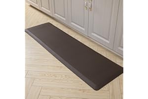Carvapet Anti Fatigue Kitchen Mat 20MM Thick Cushioned Kitchen Standing Mats Floor Mats PVC Waterproof Runner Rug for Standing Desk, Kitchen, Office(Brown,44x152x2cm)