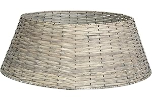 Wickerfield 21 x 60cm Foldable Christmas Tree Skirt, Christmas Tree Base Cover, Wicker Xmas Tree Basket, Collapsible Rattan Collar for 5ft / 6ft / 7ft Tree (3-Panel, Wicker)