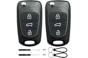 SUPALAND Coque Clé 2 pièces 3 Boutons Compatible pour Hyundai i10 i20 i30 ix20 ix35 & Kia Rio Ceed Sportage Venga Soul Sorento, TéLéCommande Coque Voiture-RéTractables avec Lame.