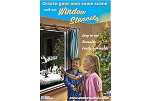 Snow Windows - Christmas Window Stencils 4 Pack. Create Amazing Christmas Decor in Your Home. Create Festive Xmas Scenes. Snow Spray Christmas Stencils. Indoor Christmas Decorations.