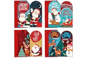 GIFTINGHOUSE Christmas Money Wallet and Envelopes for Cash Gifts 4/12/24 Pack – Xmas Greeting Cards Multipack - Eco-Friendly for Family, Friends and Kids - Cute Santa Designs - Made in the UK