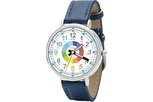 Kiddus Zegarek Edukacyjny Analogowy dla chłopca, dziewczynki. Naucz się Czytać Godzinę z naszym prostym systemem Time Teacher. Zawarte ćwiczenia. Mechanizm kwarcowy.