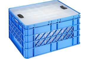 SUNWARE PERFECTLY ORGANISED Sunware Boîte à verres carrée avec couvercle pour 60 verres à bière ou à limonade Bleu 52 l