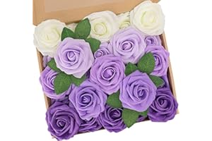 N&T NIETING Fleurs Artificielles Roses,25 pièces Mousse Rose avec Feuille et Tige Ajustable,Fausses Fleurs Rose pour DIY Mariage Bouquets Jardin, Anniversaire, Fête, Décoration d'intérieur