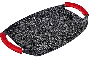 UBOON - Plancha de Asar con Revestimiento de Piedra Antiadherente, Apta para Inducción, Vitrocerámica, Gas y Placa Eléctrica,