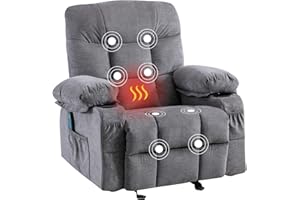 ‎FANTASYLAB Fantasylab Relaxsessel mit Liegefunktion Fernsehsessel Massagefunktion Wärmefunktion und Vibration Lounge Chair für Wohnzimmer mit Seitentasche, 2 Getränkehalter, USB-Ladeanschluss, Liegefunktion 150°