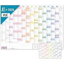 Calendrier Mural Effaçable 2026 Format XXL 140x100 Cm - Planificateur Annuel Avec 4 Marqueurs Et éponge - En Français - 12