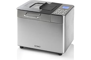 ‎DOMO DOMO B3971 Brotbackautomat 500-750-1000gr - 18 Programme - inkl. Dispenser und glutenfreiem Programm Edelstahl
