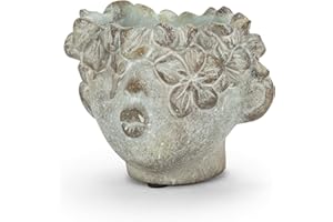 Abbott Collection 27-BACI-042 Mini Kissing Face Planter, Grey