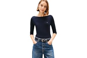 TOMMY HILFIGER Damski NEW CODY SLIM BOAT-NK 3/4SLV WW0WW4058902G005, NIEBIESKI (Nos Desert Sky), L, Niebieski (Nos Desert Sky), L